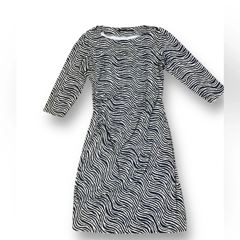 J. Mclaughlin Nicola Zebra Print Layered Catalina Cloth Dress Size XS 3/4 Sleeve